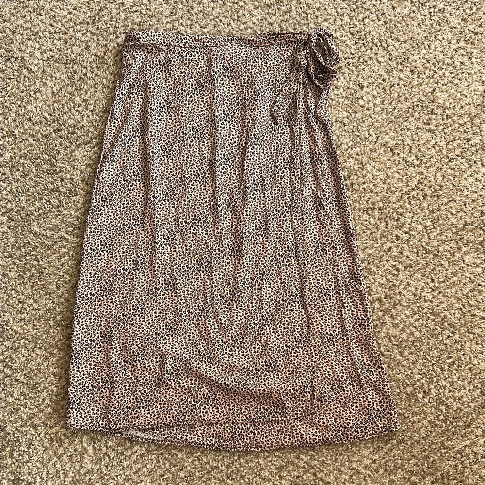 Leopard Print Midi Wrap Skirt